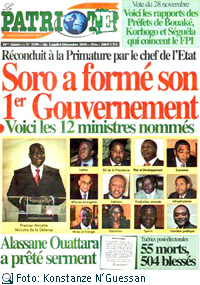 Titelblatt Le Patriote vom 6.12.2010, Foto: Konstanze N’Guessan 